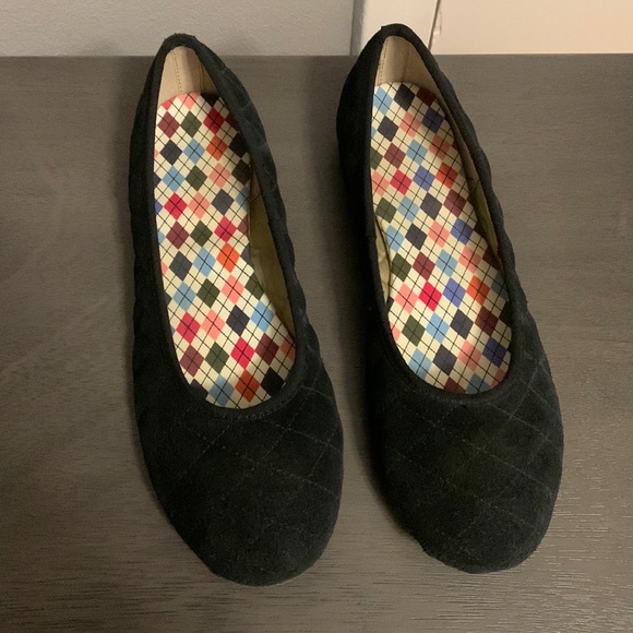EUC-Lands End Black Suede Comfort Ballet Flat. Size 10. - Picture 1 of 4